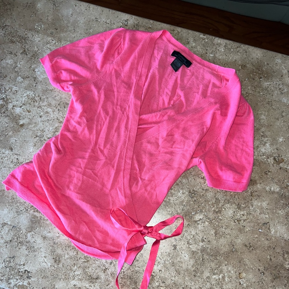FINAL HOURS! Express Cashmere Cotton Pink Wrap Blouse Size Small in Excellent! - Picture 2 of 6